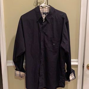 Mens Burberry Navy Blue Button Down size 44
